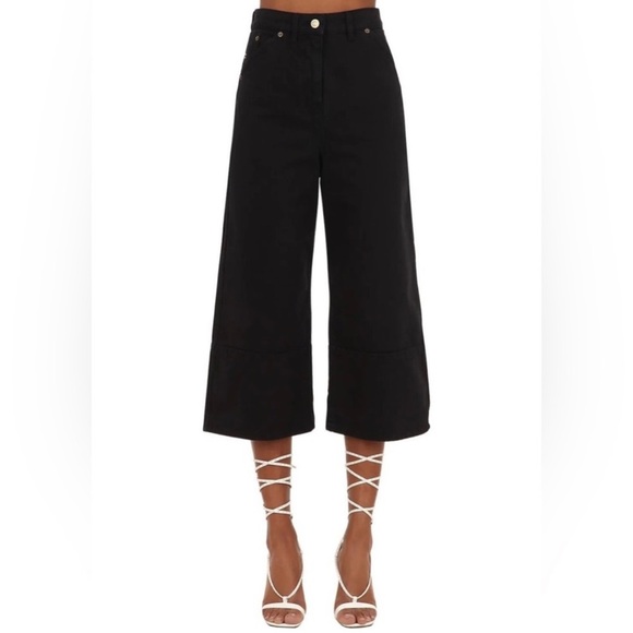 Jacquemus Denim - Jacquemus La Riviera Wide Leg Cropped Jeans in Black Size 27